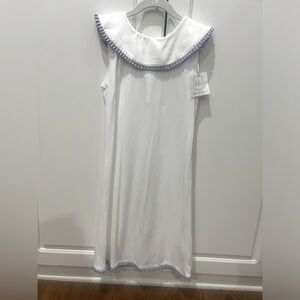 NWT Lila and Hayes Pima cotton dress with blue and white trim. Size 8.